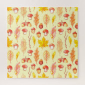 Herfstbladeren: Waterverf retro behang Legpuzzel (Verticaal)