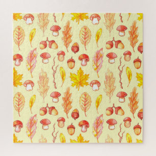 Herfstbladeren: Waterverf retro behang Legpuzzel