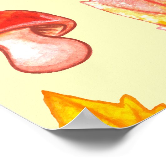 Herfstbladeren: Waterverf retro behang Poster (Hoek)