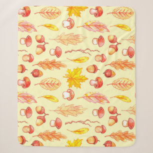 Herfstbladeren: Waterverf retro behang Sherpa Deken