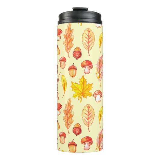 Herfstbladeren: Waterverf retro behang Thermosbeker (Voorkant)