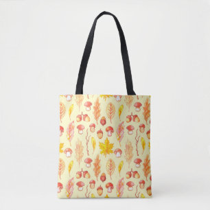 Herfstbladeren: Waterverf retro behang Tote Bag