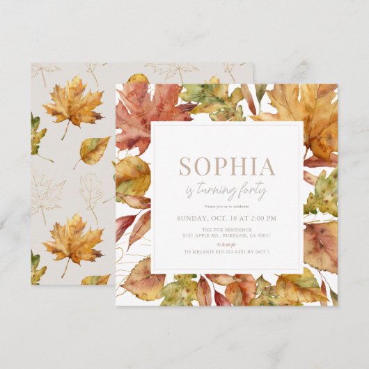 Herfstbladeren Waterverf Volwassene jarig Kaart (Voorkant / Achterkant)