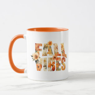Herfstbladeren waterverf wilde bloemen Herfst Mok
