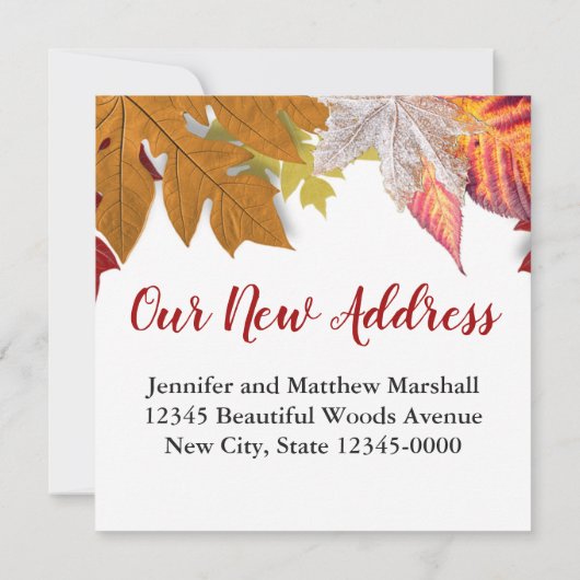 Herfstbladeren We hebben verhuisd Aankondiging Kaa (Achterkant)