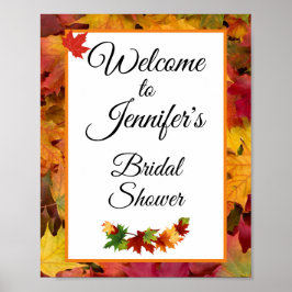 Herfstbladeren Welkom Bruidsdouche Bord Poster