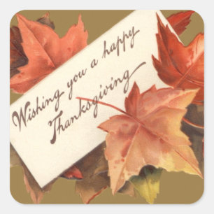 Herfstbladeren wensen u een gelukkig Thanksgiving Vierkante Sticker