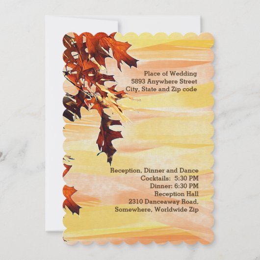 Herfstbladeren Wervelen Kleur Huwelijksuitnodiging Kaart (Achterkant)