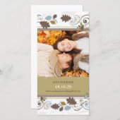 Herfstbladeren Wervelingen Datum Besparen Aankondi Save The Date (Voorkant / Achterkant)