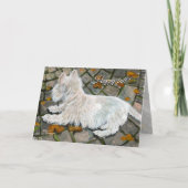 Herfstbladeren Westie op patio Kaart (Voorkant)