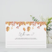 Herfstbladeren - Wie ben ik bruidsfeest spel Briefpapier (Staand voorkant)