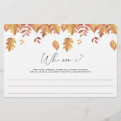 Herfstbladeren - Wie ben ik bruidsfeest spel Briefpapier (Voorkant)