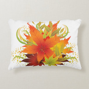 Herfstbladeren wit accent kussen