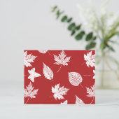 Herfstbladeren - wit en donkerrood briefkaart (Staand voorkant)