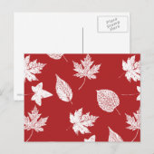 Herfstbladeren - wit en donkerrood briefkaart (Voorkant / Achterkant)