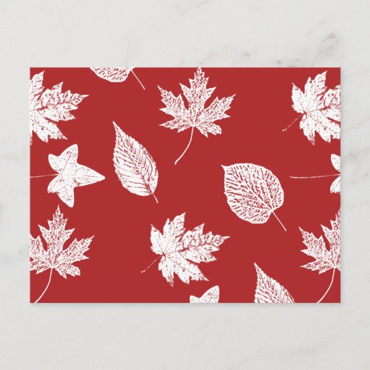 Herfstbladeren - wit en donkerrood briefkaart (Voorkant)