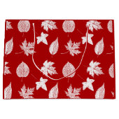 Herfstbladeren - wit en donkerrood large cadeautasje (Voorkant)
