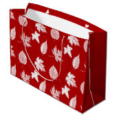 Herfstbladeren - wit en donkerrood large cadeautasje (Achterkant Gekanteld)