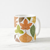 Herfstbladeren:  witte achtergrond. koffiemok (Voorkant rechts)