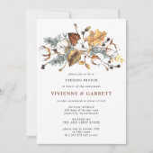 Herfstbladeren Witte Bloemen Post Trouw Brunch Kaart (Voorkant)