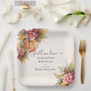 Herfstbladeren worden verliefd Pompoen Bruidsdiner Papieren Bordje