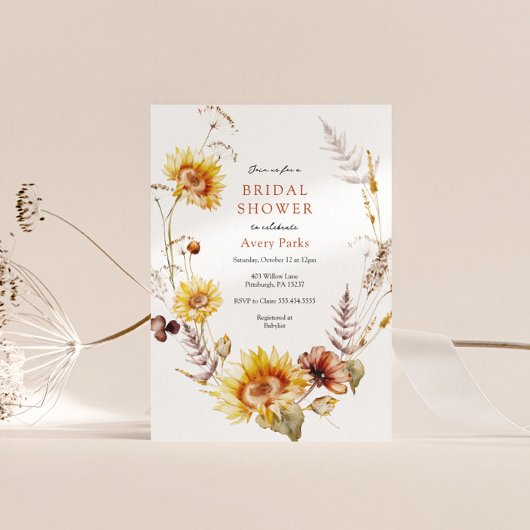 Herfstbladeren Zonnebloem Vrijgezellenfeest Kaart