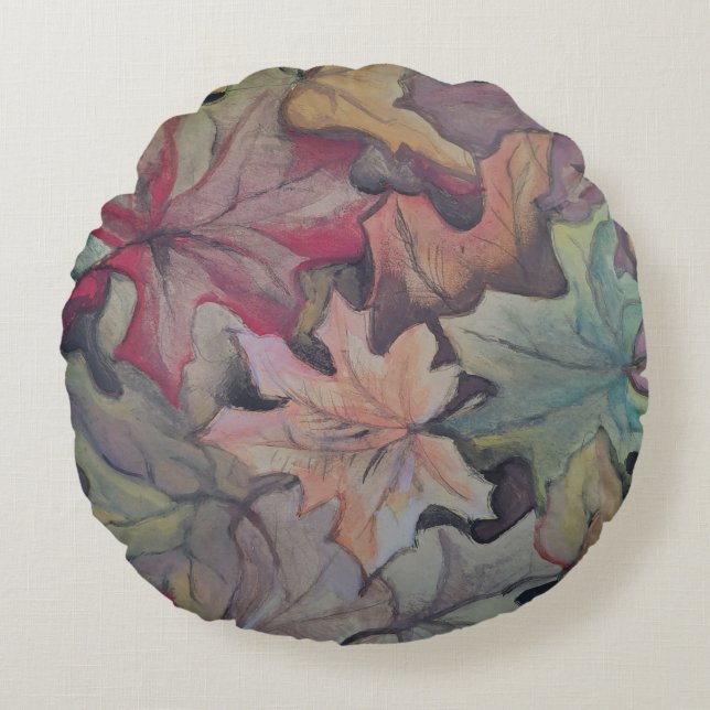 Herfstbladkap Rond Kussen (Voorkant)