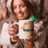 herfstbladkleur Naam en monogram initiaal uniek Koffiemok