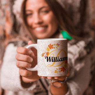 herfstbladkleur Naam en monogram initiaal uniek Koffiemok