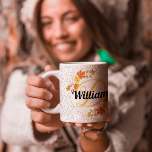 herfstbladkleur Naam en monogram initiaal uniek Koffiemok