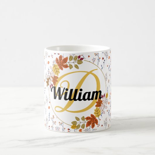herfstbladkleur Naam en monogram initiaal uniek Koffiemok (Center)