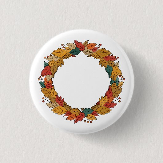 Herfstbladkrans Cirkel Ronde Button 3,2 Cm (Voorkant)
