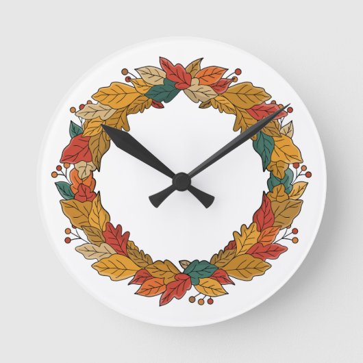 Herfstbladkrans Cirkel Ronde Klok (Voorkant)