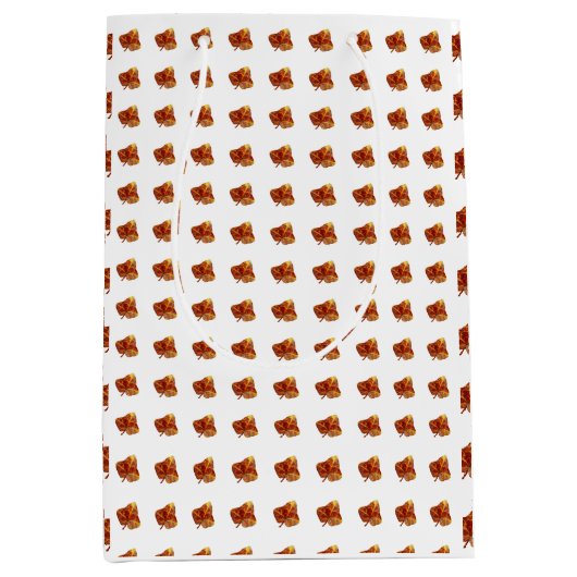 Herfstbladpatroon – Elegant wit botanisch Medium Cadeauzakje (Voorkant)