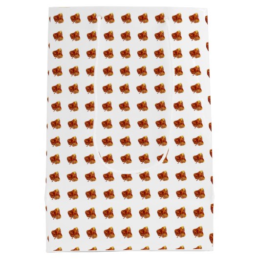 Herfstbladpatroon – Elegant wit botanisch Medium Cadeauzakje (Achterkant)