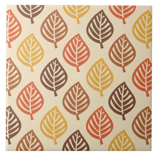 Herfstbladpatroon in herfstkleuren tegeltje (Voorkant)