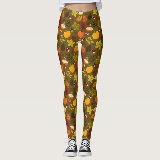 Herfstbladpatroon Leggings (Voorkant)