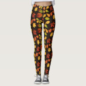 Herfstbladpatroon op bruin leggings (Voorkant)