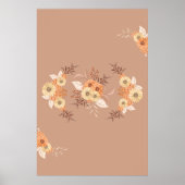 Herfstbloei – Beige en Oranje bloemenkunst Poster (Voorkant)