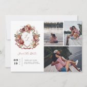 Herfstbloei | Floral Crest Wedding 4 Foto Save The Date (Voorkant)