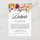 Herfstbloei Garland Herfstval Bruiloftsdetails Informatiekaartje (Voorkant)