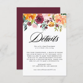 Herfstbloei Garland Herfstval Bruiloftsdetails Informatiekaartje