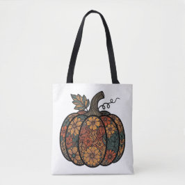Herfstbloei patterend pompoenontwerp tote bag