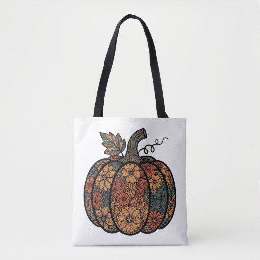 Herfstbloei patterend pompoenontwerp tote bag (Voorkant)