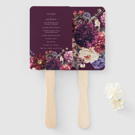 Herfstbloem Dahlia Bunch Herfst Programma Handwaaier (Voorkant en achterkant)