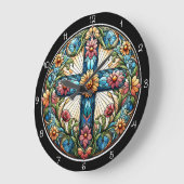 Herfstbloem Kruis van Gebrandschilderd Glas Grote Klok (Hoek)