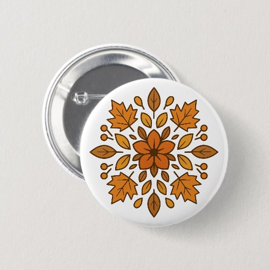 Herfstbloem mandala ronde button 5,7 cm (Voorkant /achterkant)