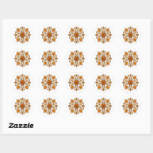 Herfstbloem mandala ronde sticker (Vel)