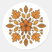 Herfstbloem mandala ronde sticker (Voorkant)
