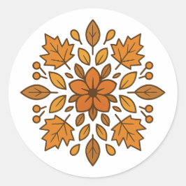 Herfstbloem mandala ronde sticker